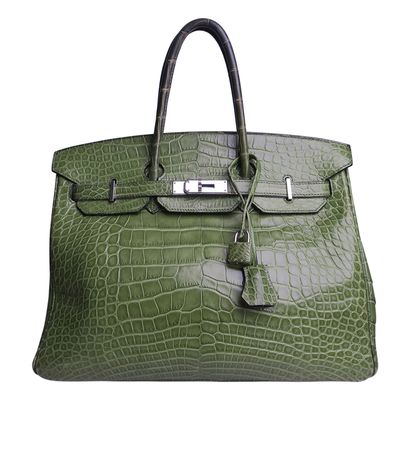 Birkin 35 in Alligator Chartreuse, front view